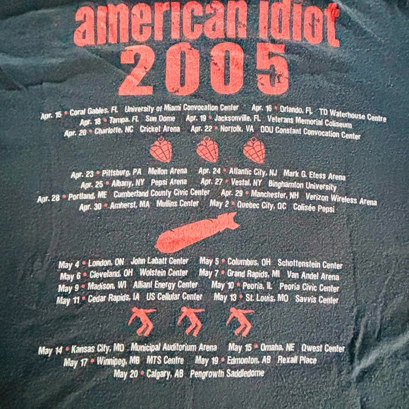 Vintage 2005 Sz M American Idiot Concert Black Graphic Green Day Band Tee - Picture 3 of 10